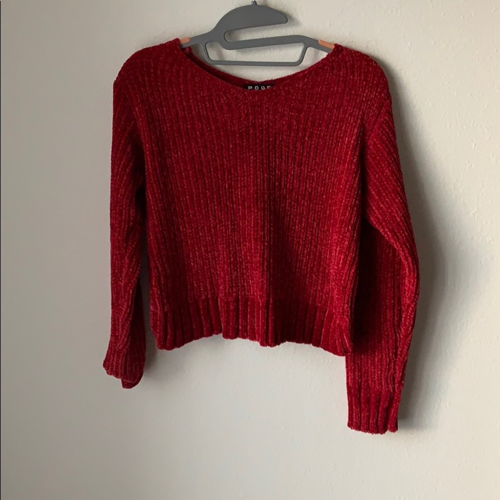 Velvety crop top sweater